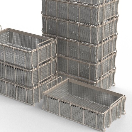 Anysizebasket Tote Basket, 21L x 13W x 6H, 1/2 x No 18 Flattened Expanded Metal, Carbon Steel, Zinc Plated TOTE-211306-E12-PS